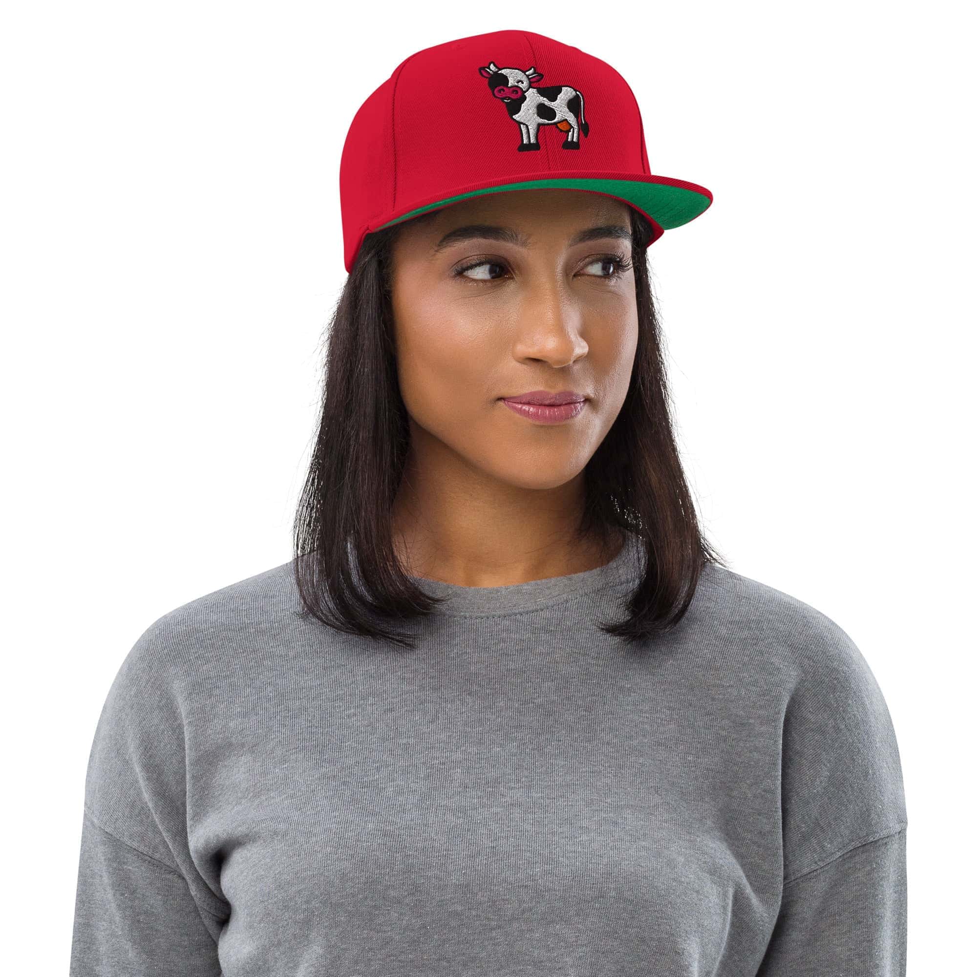 Ricamo Personalizzato - Cappellino Ricamato Unisex Snapback Regolabile – Design Mucca-Biiply