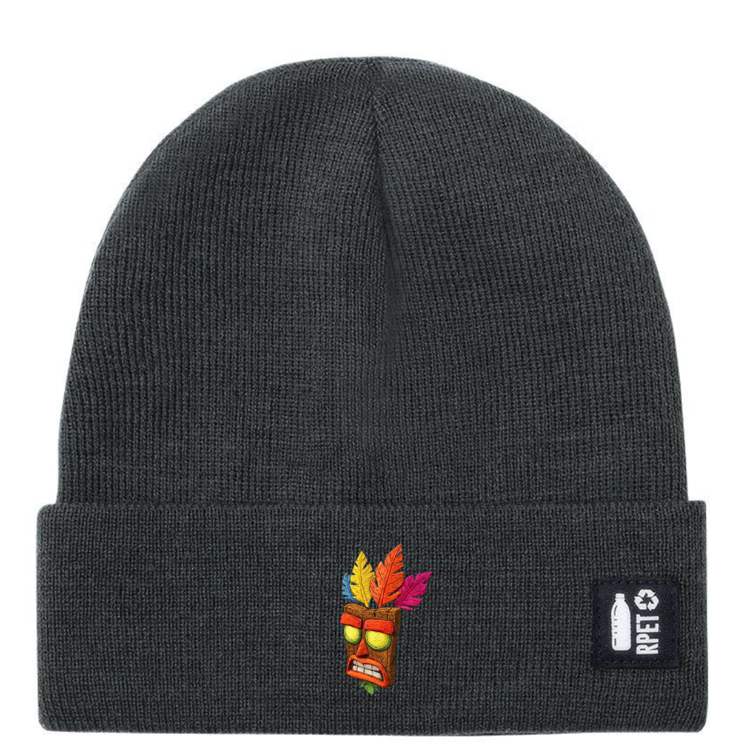 Ricamo Personalizzato - Cappello a Maglia in RPET Riciclato – Morbido e Caldo – Linea Sostenibile Naturaleine – Design Ricamato Aku Aku-Biiply