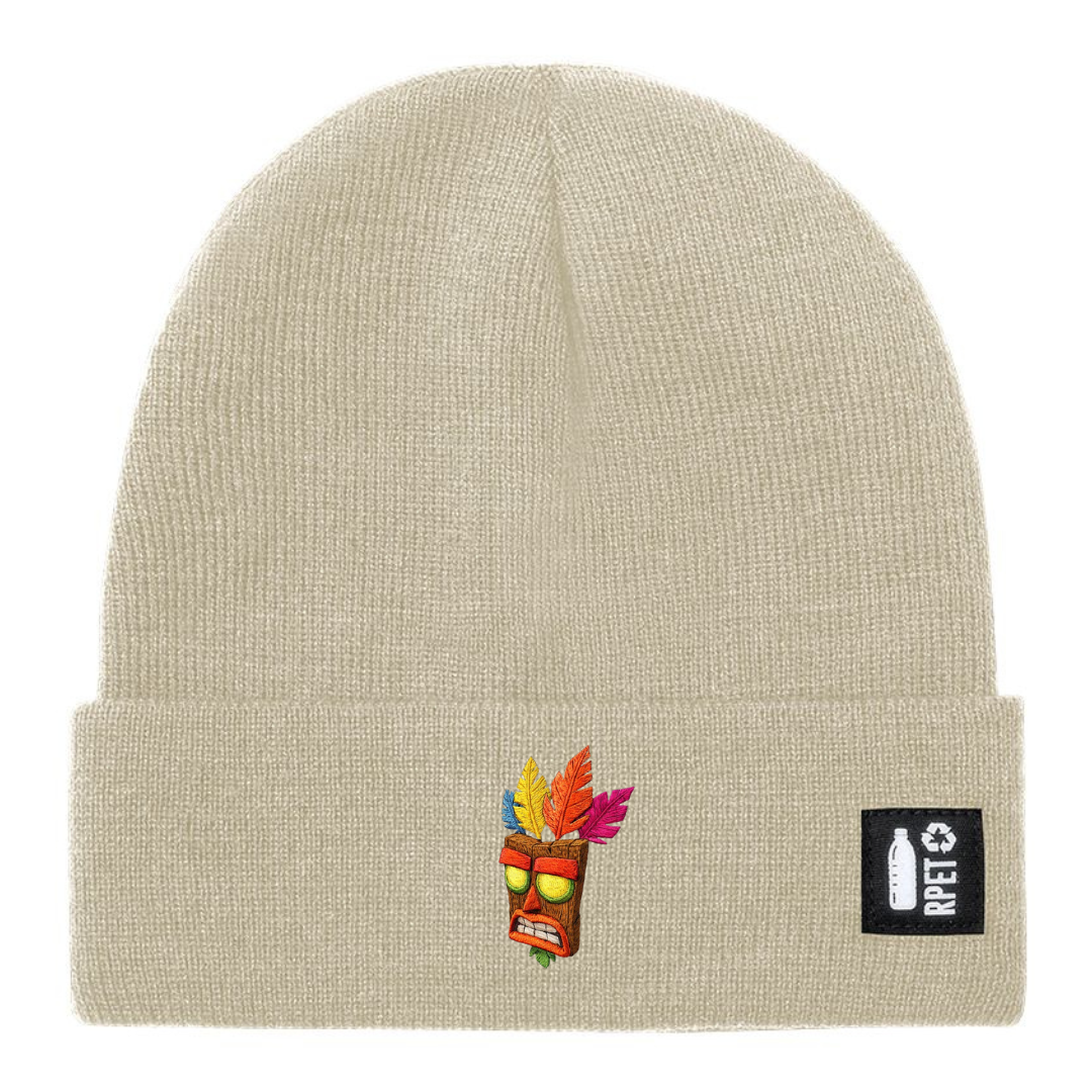 Ricamo Personalizzato - Cappello a Maglia in RPET Riciclato – Morbido e Caldo – Linea Sostenibile Naturaleine – Design Ricamato Aku Aku-Biiply