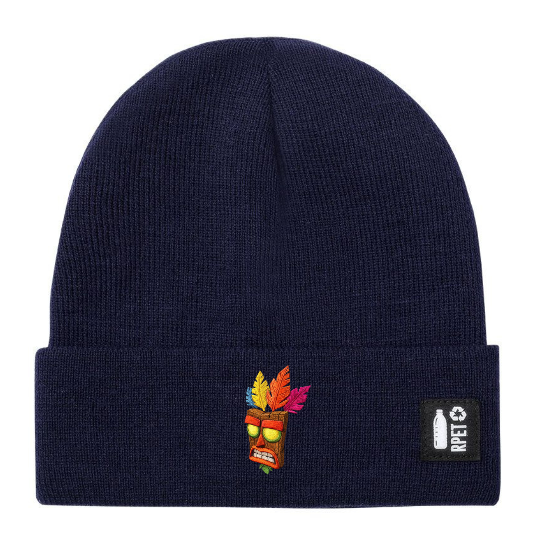 Ricamo Personalizzato - Cappello a Maglia in RPET Riciclato – Morbido e Caldo – Linea Sostenibile Naturaleine – Design Ricamato Aku Aku-Biiply