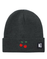 Gorro de punto de RPET reciclado – Suave y cálido – Línea sostenible Naturaleine – Diseño bordado de cereza