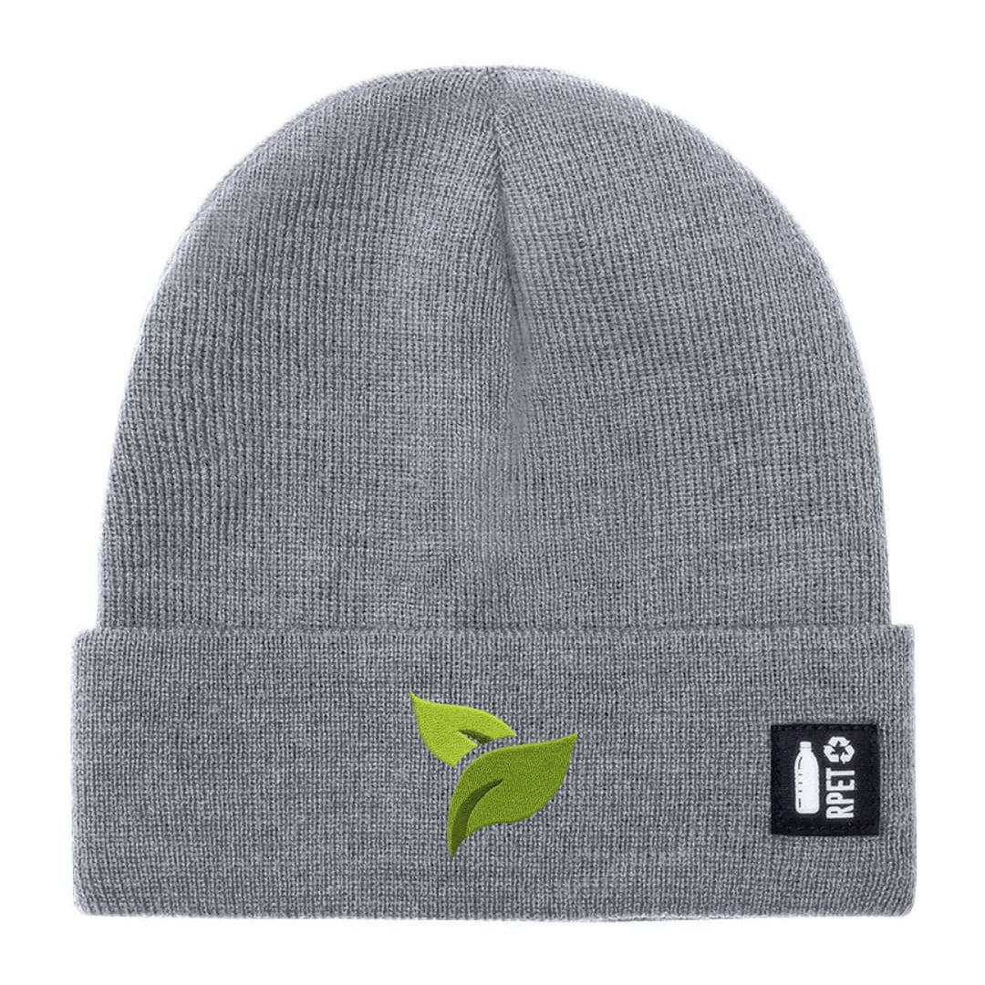 Ricamo Personalizzato - Cappello a Maglia in RPET Riciclato – Morbido e Caldo – Linea Sostenibile Naturaleine – Design Ricamato Foglie-Biiply