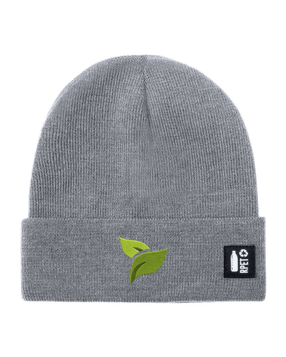 Ricamo Personalizzato - Cappello a Maglia in RPET Riciclato – Morbido e Caldo – Linea Sostenibile Naturaleine – Design Ricamato Foglie-Biiply