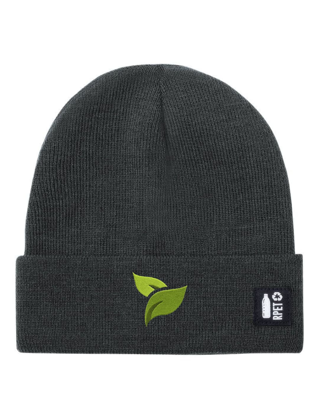 Ricamo Personalizzato - Cappello a Maglia in RPET Riciclato – Morbido e Caldo – Linea Sostenibile Naturaleine – Design Ricamato Foglie-Biiply