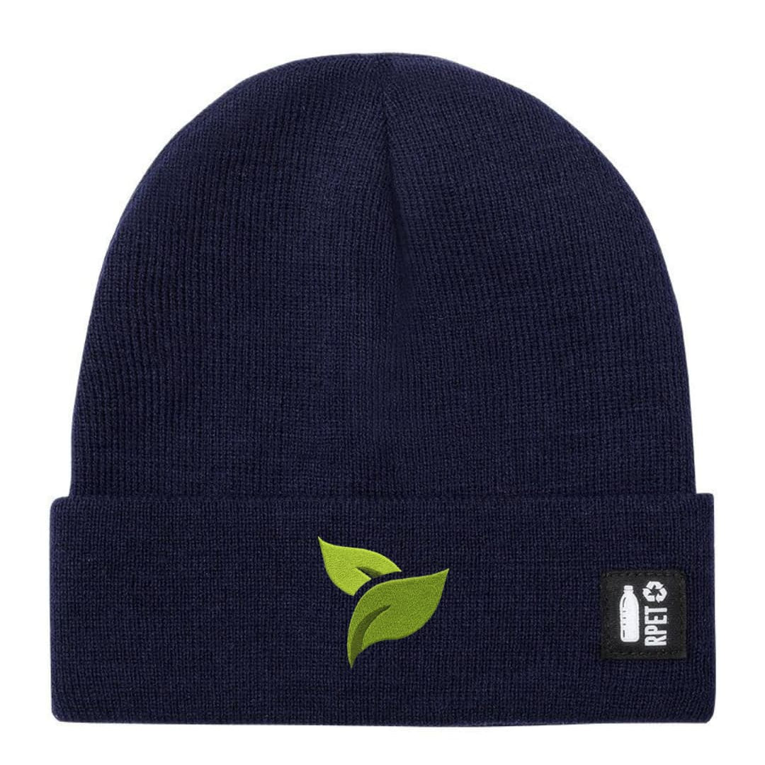 Ricamo Personalizzato - Cappello a Maglia in RPET Riciclato – Morbido e Caldo – Linea Sostenibile Naturaleine – Design Ricamato Foglie-Biiply