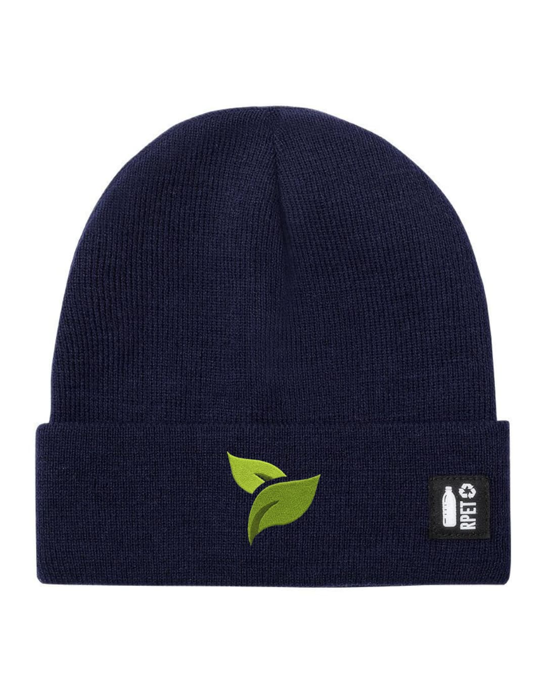 Ricamo Personalizzato - Cappello a Maglia in RPET Riciclato – Morbido e Caldo – Linea Sostenibile Naturaleine – Design Ricamato Foglie-Biiply