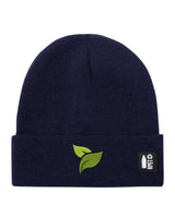 Recycled RPET Knit Hat – Soft and Warm – Naturaleine Sustainable Line – Embroidered Leaf Design