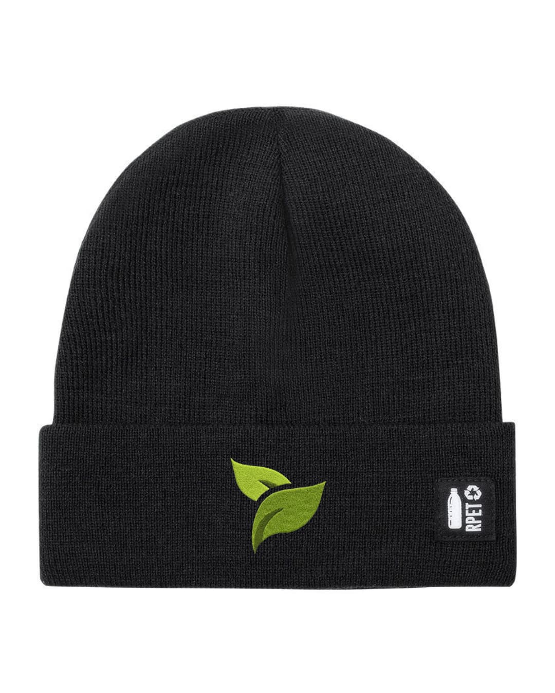 Ricamo Personalizzato - Cappello a Maglia in RPET Riciclato – Morbido e Caldo – Linea Sostenibile Naturaleine – Design Ricamato Foglie-Biiply