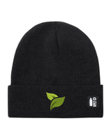 Recycled RPET Knit Hat – Soft and Warm – Naturaleine Sustainable Line – Embroidered Leaf Design