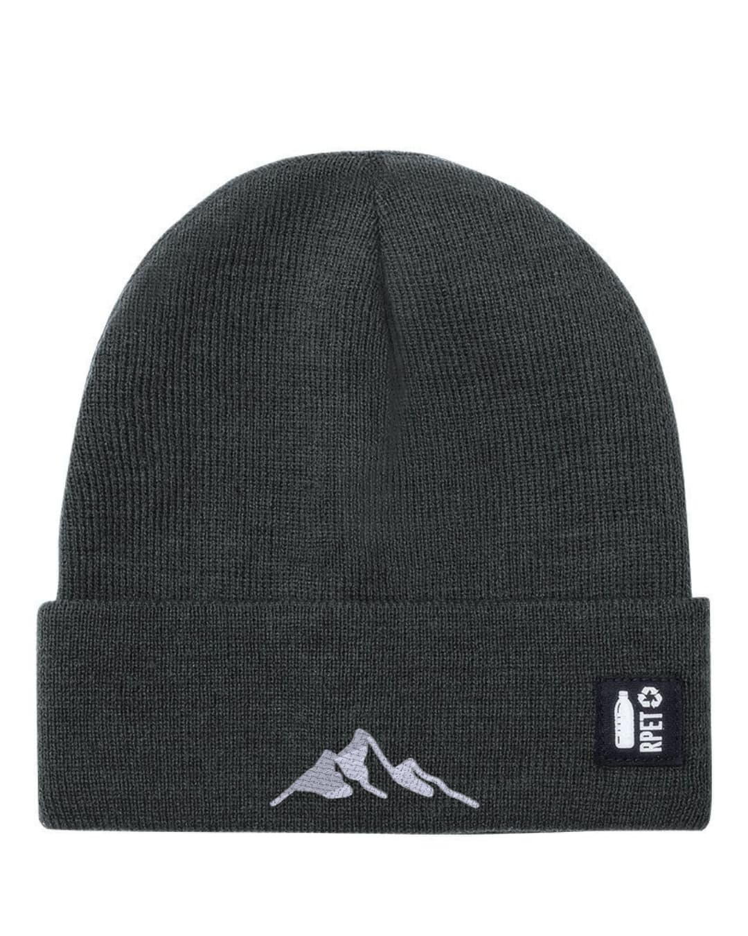 Ricamo Personalizzato - Cappello a Maglia in RPET Riciclato – Morbido e Caldo – Linea Sostenibile Naturaleine – Design Ricamato Montagna-Biiply
