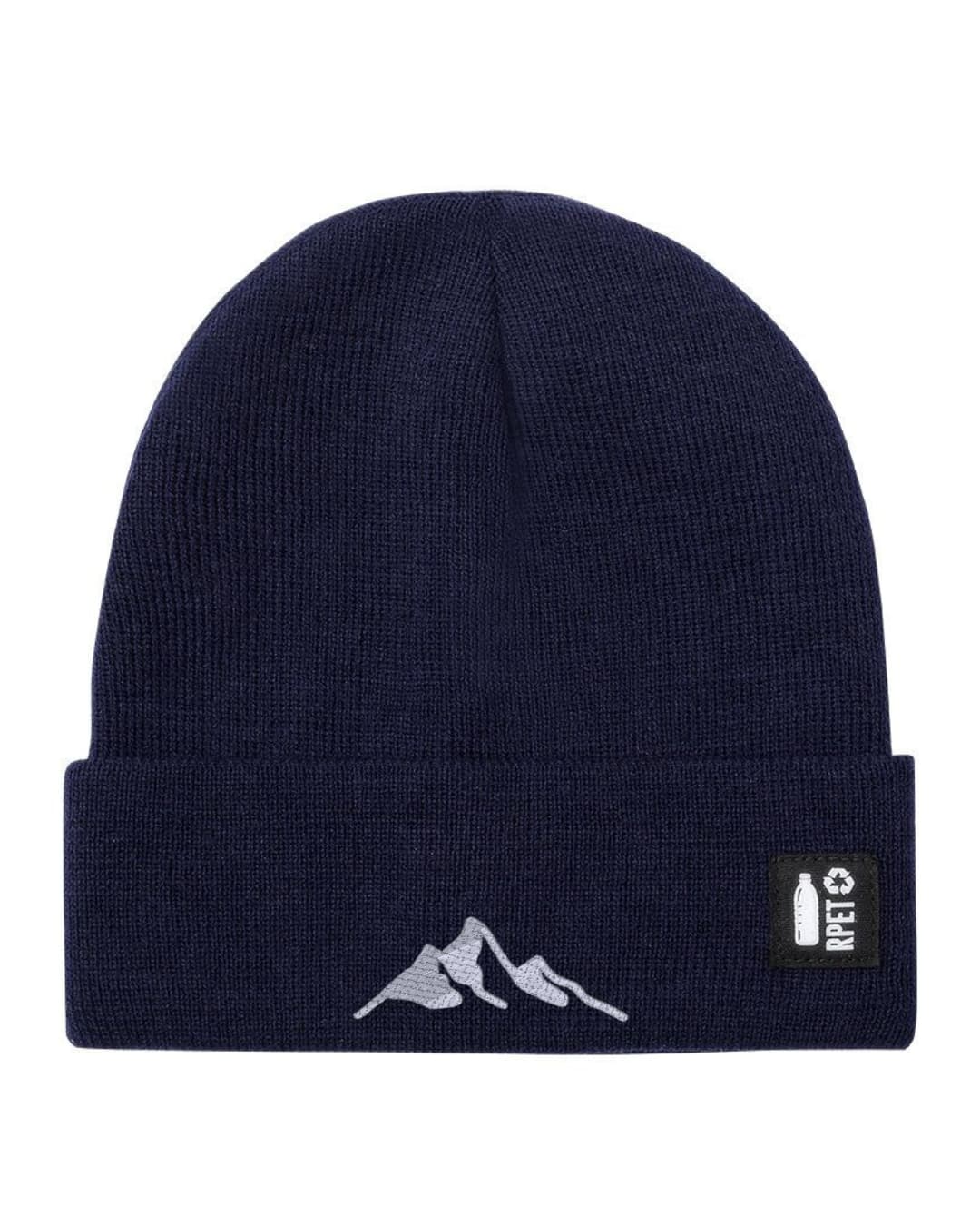 Ricamo Personalizzato - Cappello a Maglia in RPET Riciclato – Morbido e Caldo – Linea Sostenibile Naturaleine – Design Ricamato Montagna-Biiply