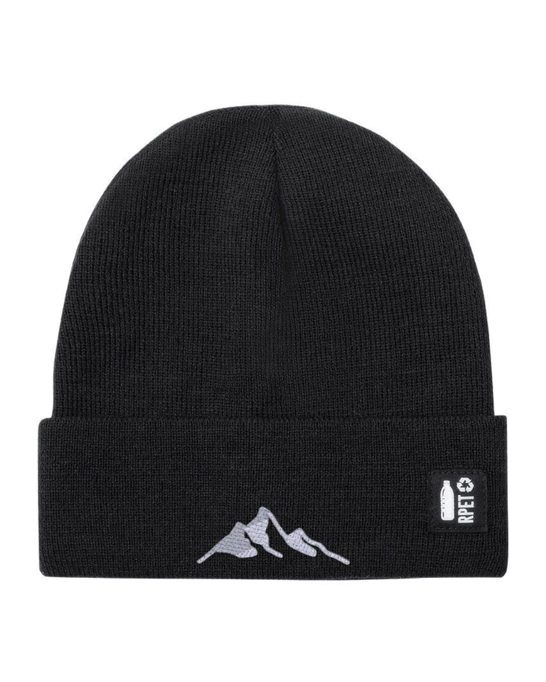 Ricamo Personalizzato - Cappello a Maglia in RPET Riciclato – Morbido e Caldo – Linea Sostenibile Naturaleine – Design Ricamato Montagna-Biiply