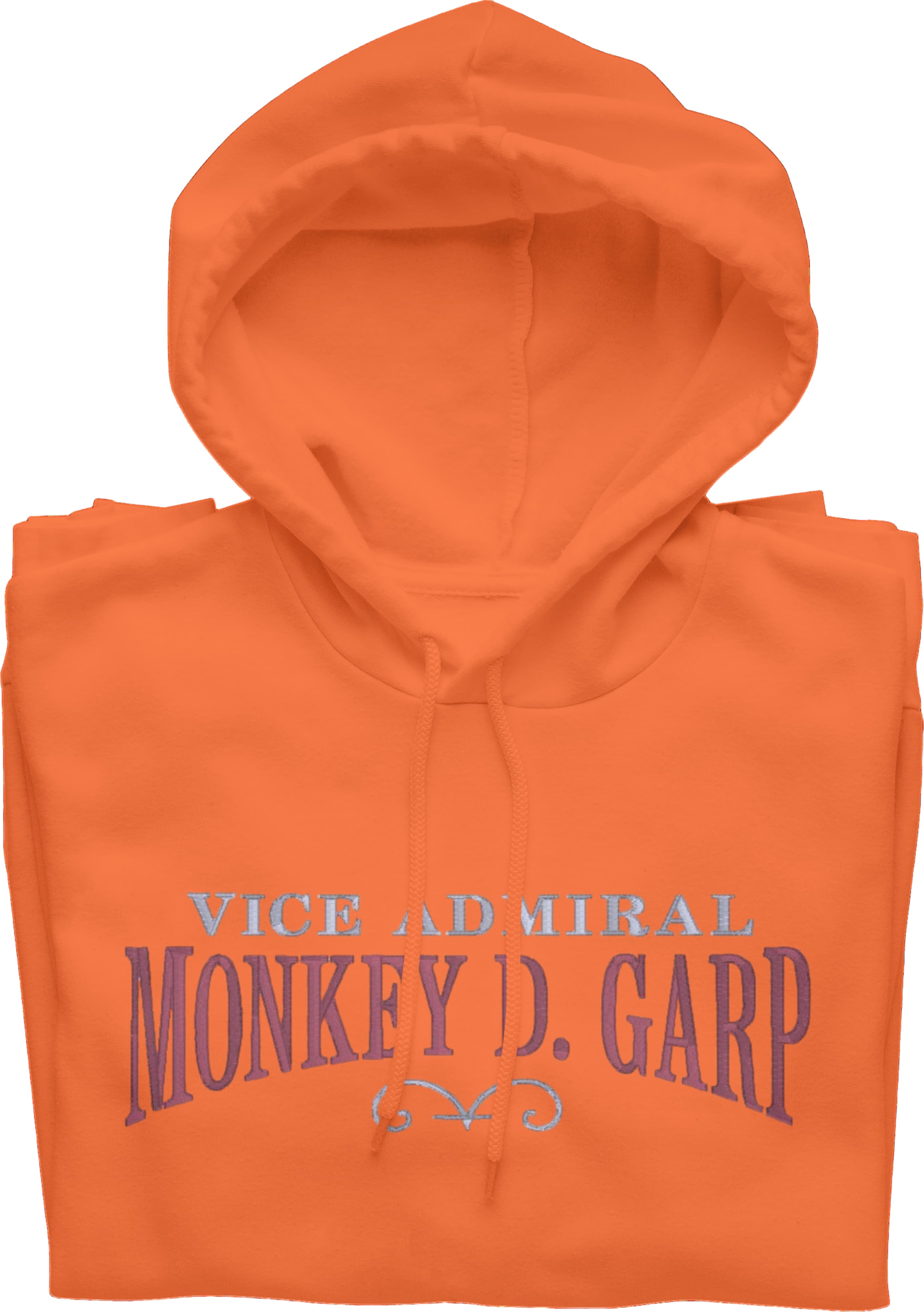 Ricamo Personalizzato - Felpa Ricamata Anteriormente e Posteriormente Unisex – Morbida con Cappuccio e Tasca Frontale – Vice Admiral Garp-Biiply