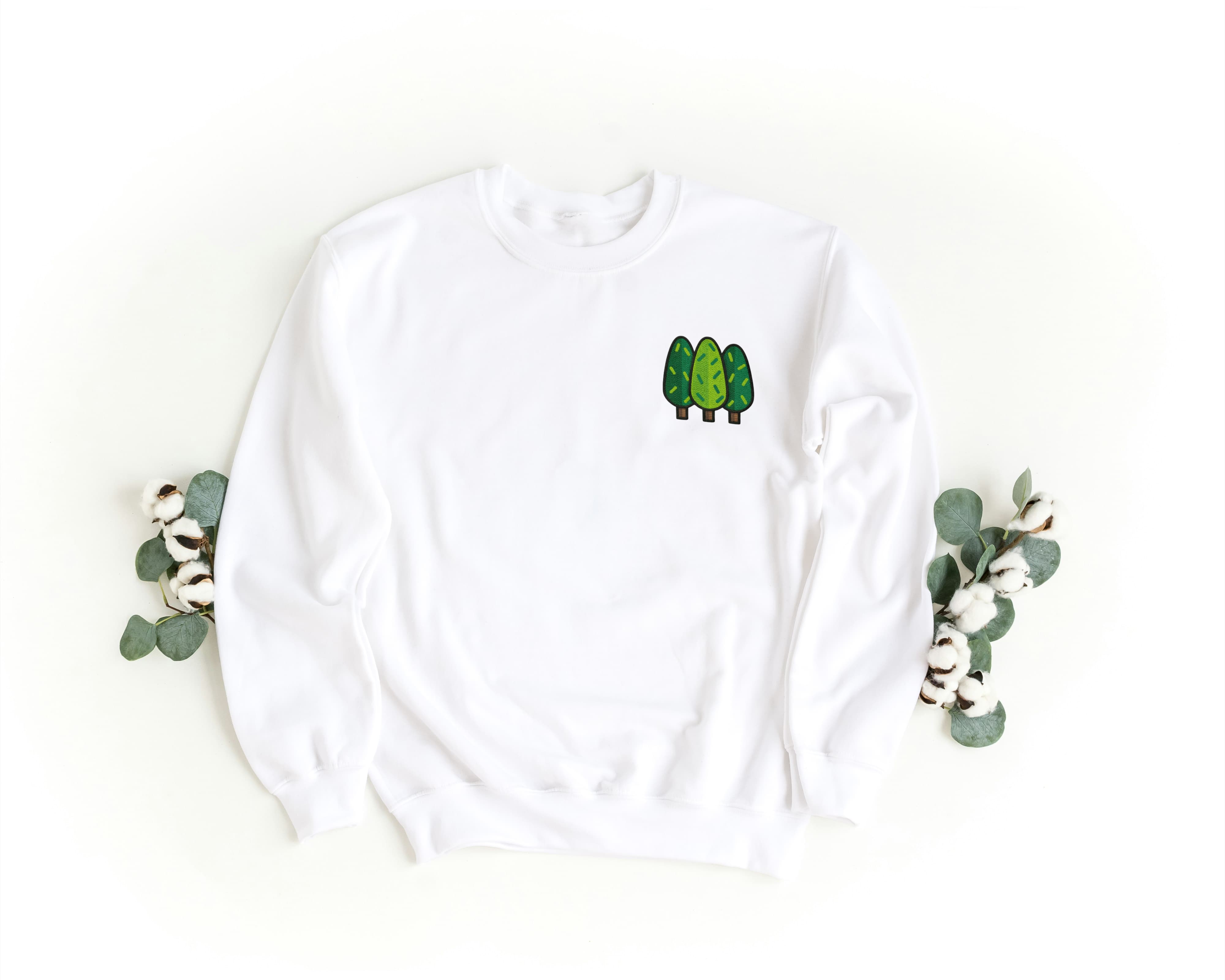 Ricamo Personalizzato - Felpa Ricamata Unisex a Girocollo – Morbida e Confortevole – Design Alberelli-Biiply