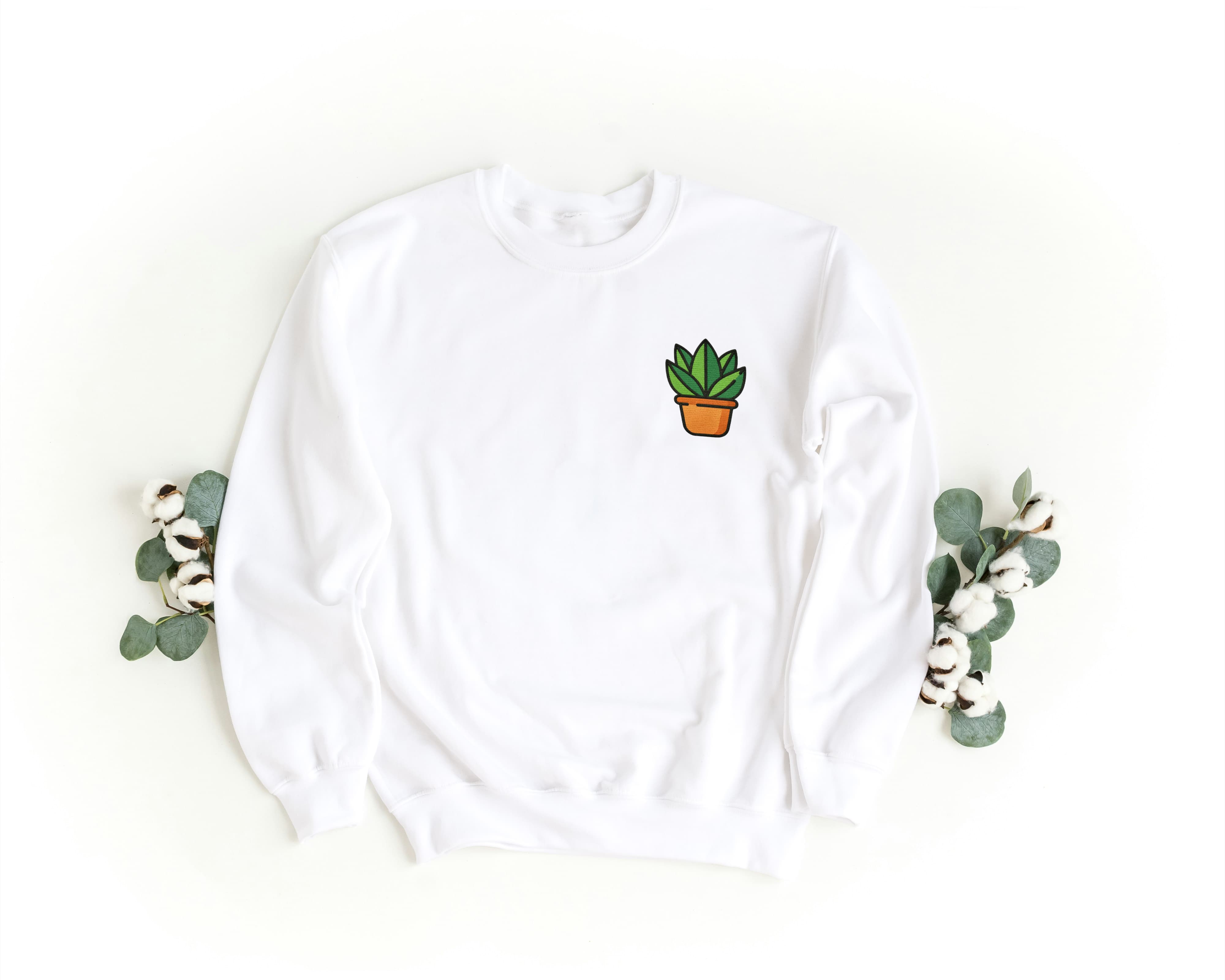 Ricamo Personalizzato - Felpa Ricamata Unisex a Girocollo – Morbida e Confortevole – Design Aloe-Biiply