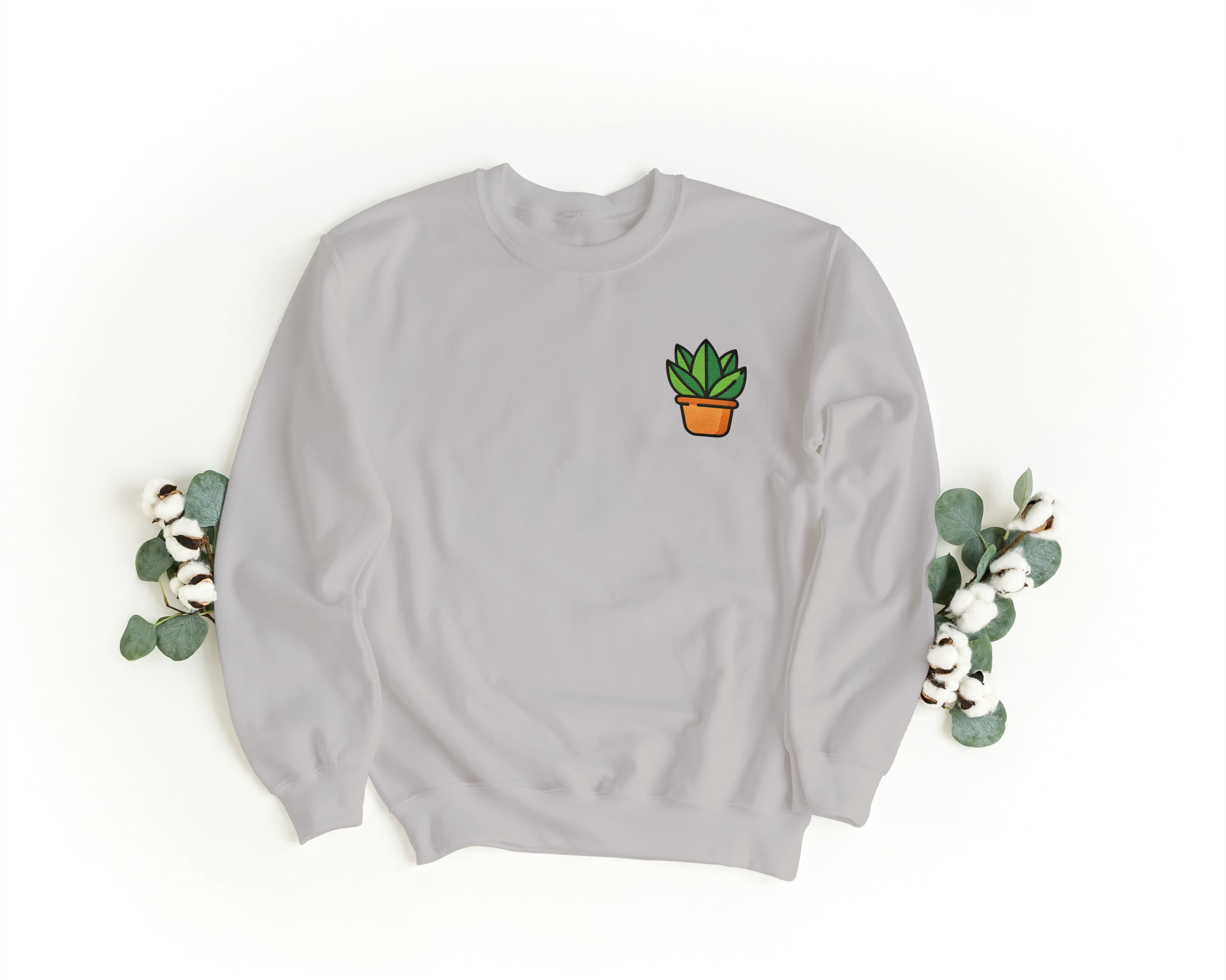 Ricamo Personalizzato - Felpa Ricamata Unisex a Girocollo – Morbida e Confortevole – Design Aloe-Biiply