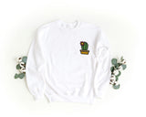 Felpa Ricamata Unisex a Girocollo – Morbida e Confortevole – Design Cactus