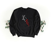 Ricamo Personalizzato - Felpa Ricamata Unisex a Girocollo – Morbida e Confortevole – Design Skelethon Love-Biiply