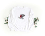 Ricamo Personalizzato - Felpa Ricamata Unisex a Girocollo – Morbida e Confortevole – Design Snoopie + Cuori + Uccellino-Biiply