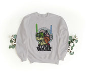 Ricamo Personalizzato - Felpa Ricamata Unisex a Girocollo – Morbida e Confortevole – Design Star Wars Topolino + Yoda-Biiply