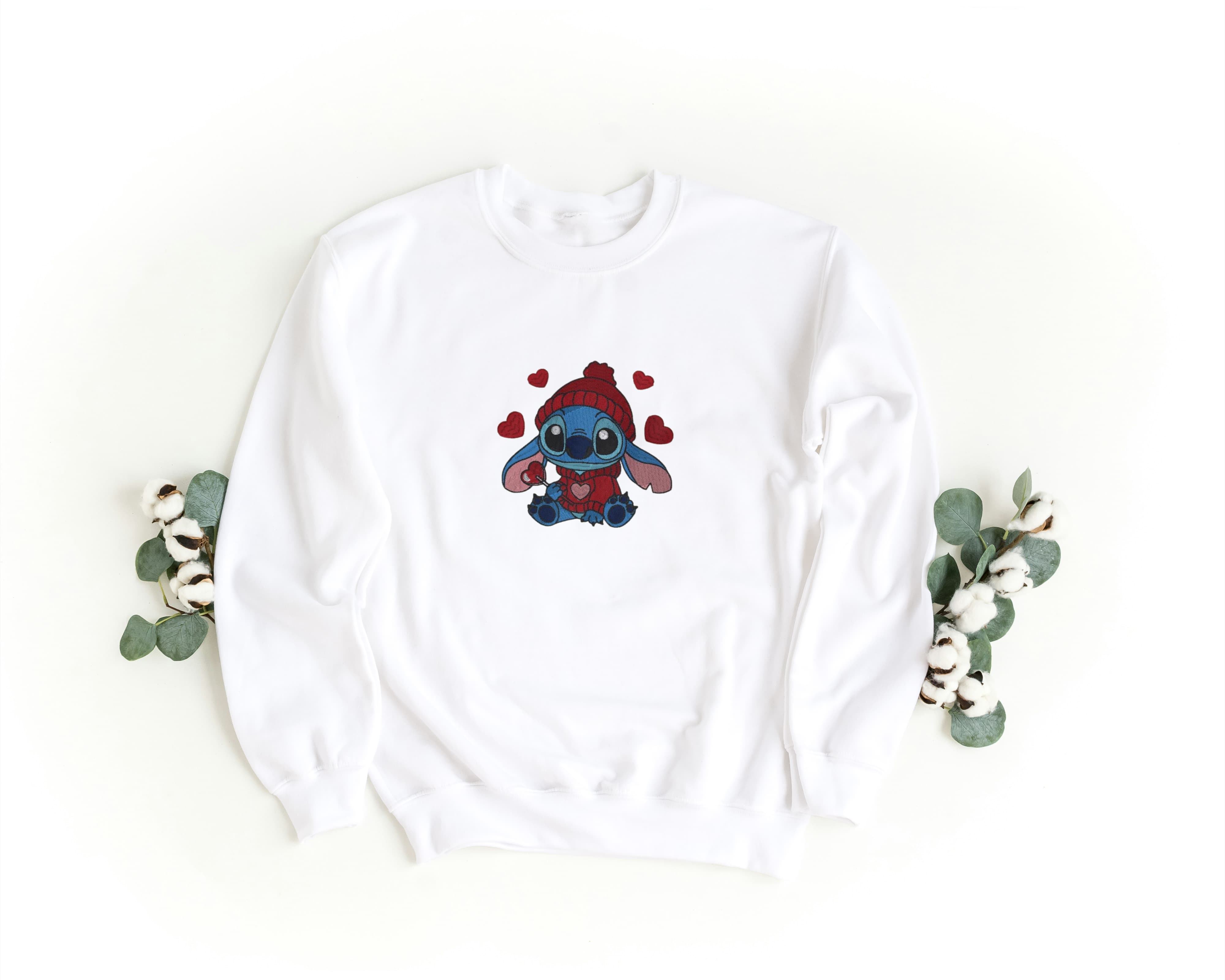 Ricamo Personalizzato - Felpa Ricamata Unisex a Girocollo – Morbida e Confortevole – Design Stitch Con cuori-Biiply