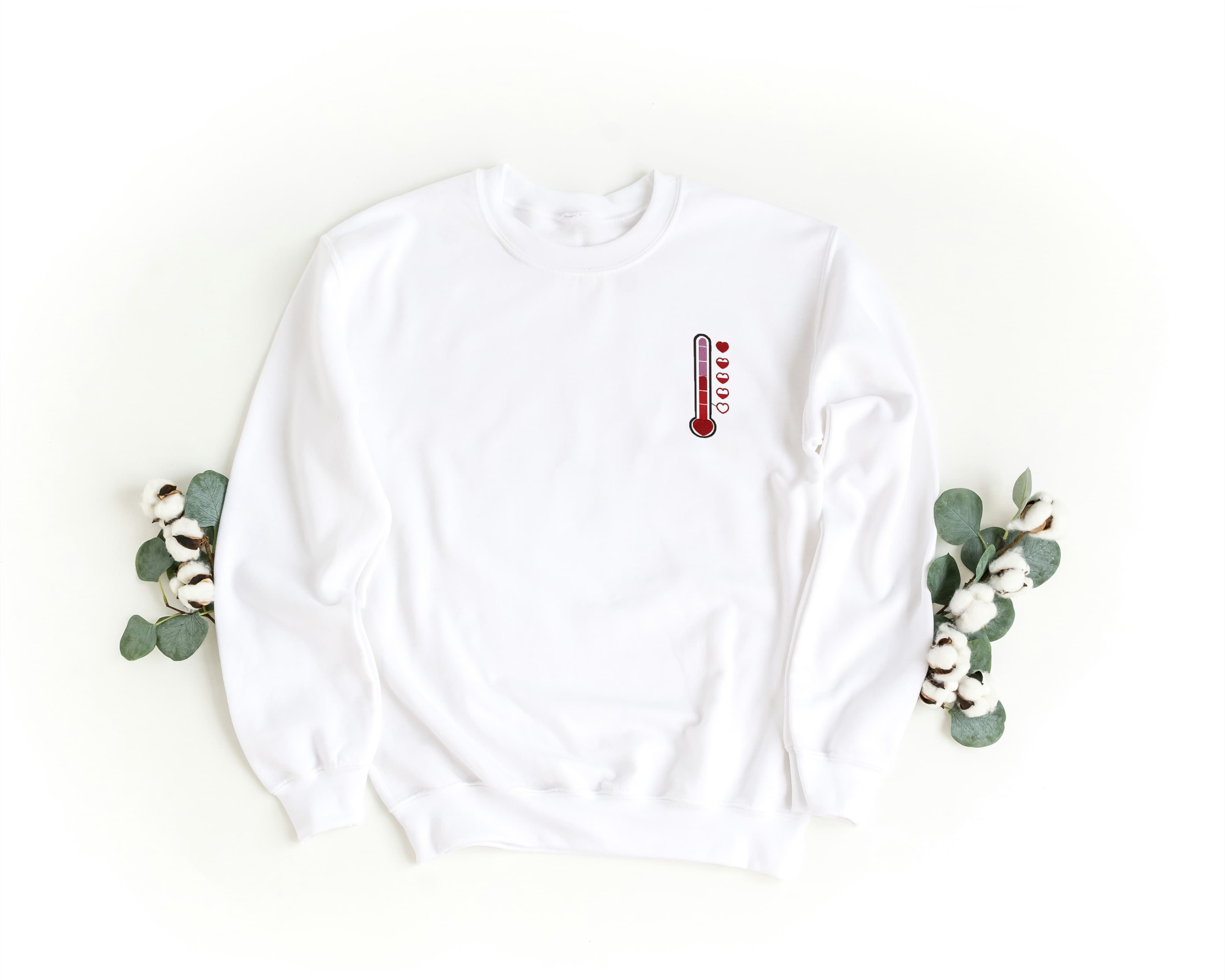 Ricamo Personalizzato - Felpa Ricamata Unisex a Girocollo – Morbida e Confortevole – Design Termometro D'amore-Biiply