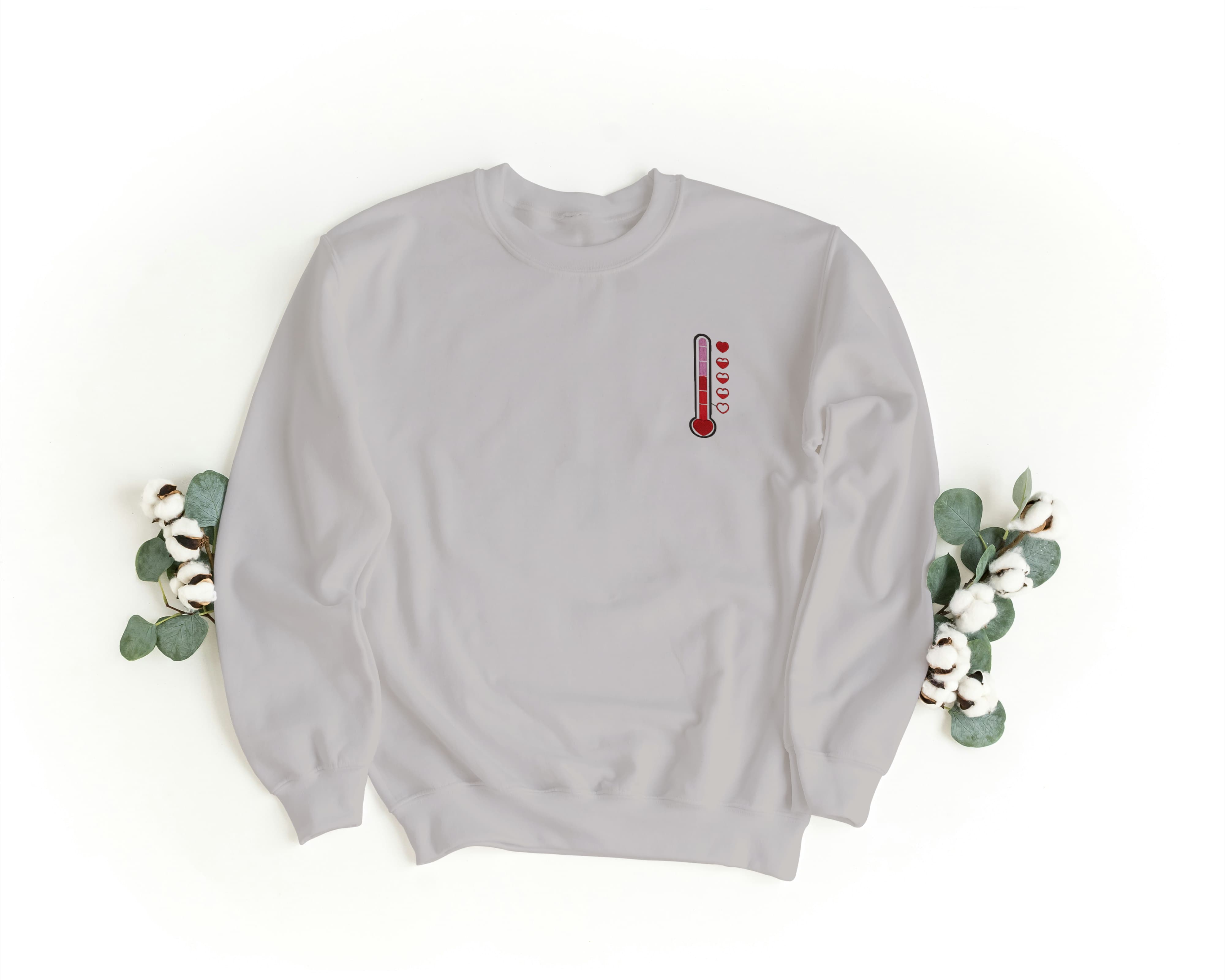 Ricamo Personalizzato - Felpa Ricamata Unisex a Girocollo – Morbida e Confortevole – Design Termometro D'amore-Biiply