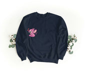 Ricamo Personalizzato - Felpa Ricamata Unisex a Girocollo Per Lui e Per Lei – Morbida e Confortevole – Design Stich e Angel-Biiply