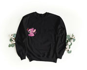 Ricamo Personalizzato - Felpa Ricamata Unisex a Girocollo Per Lui e Per Lei – Morbida e Confortevole – Design Stich e Angel-Biiply