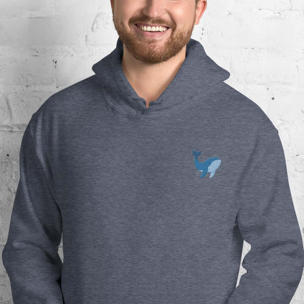 Ricamo Personalizzato - Felpa Ricamata Unisex con Cappuccio – Morbida – Design Balena-Biiply
