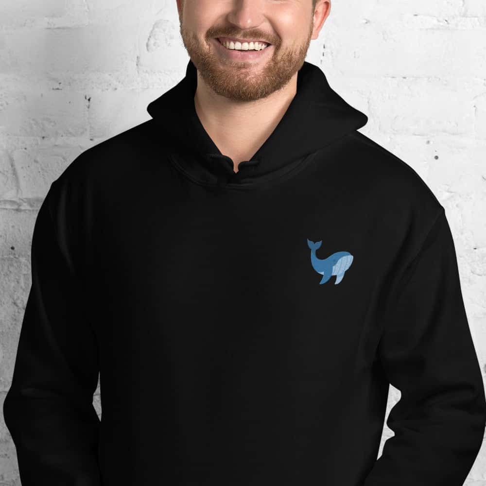 Ricamo Personalizzato - Felpa Ricamata Unisex con Cappuccio – Morbida – Design Balena-Biiply