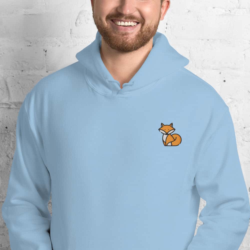 Ricamo Personalizzato - Felpa Ricamata Unisex con Cappuccio – Morbida – Design Volpe-Biiply