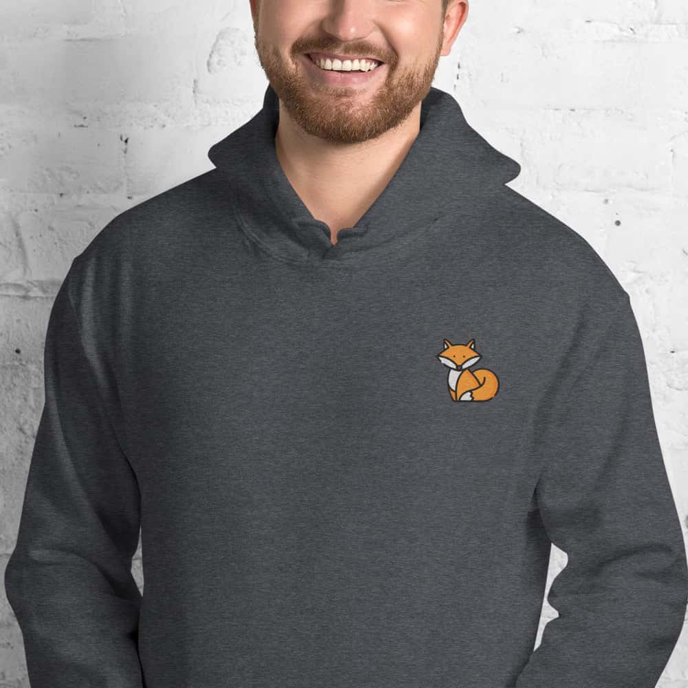 Ricamo Personalizzato - Felpa Ricamata Unisex con Cappuccio – Morbida – Design Volpe-Biiply