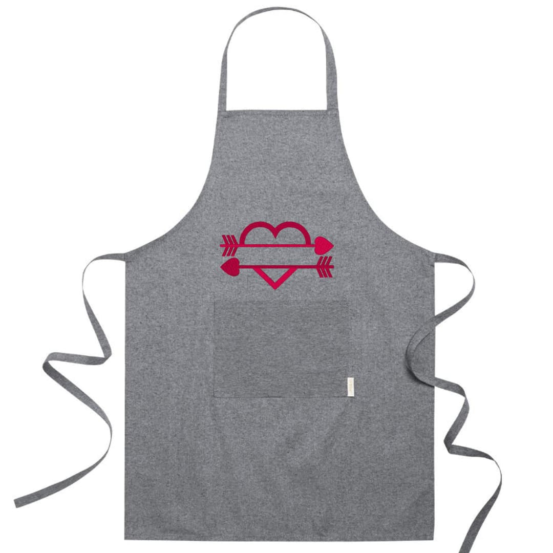 Ricamo Personalizzato - Grembiule in Cotone Riciclato – Sostenibile e Pratico – Cucina e Lavoro – Design Ricamato Cuore con Nome-Biiply