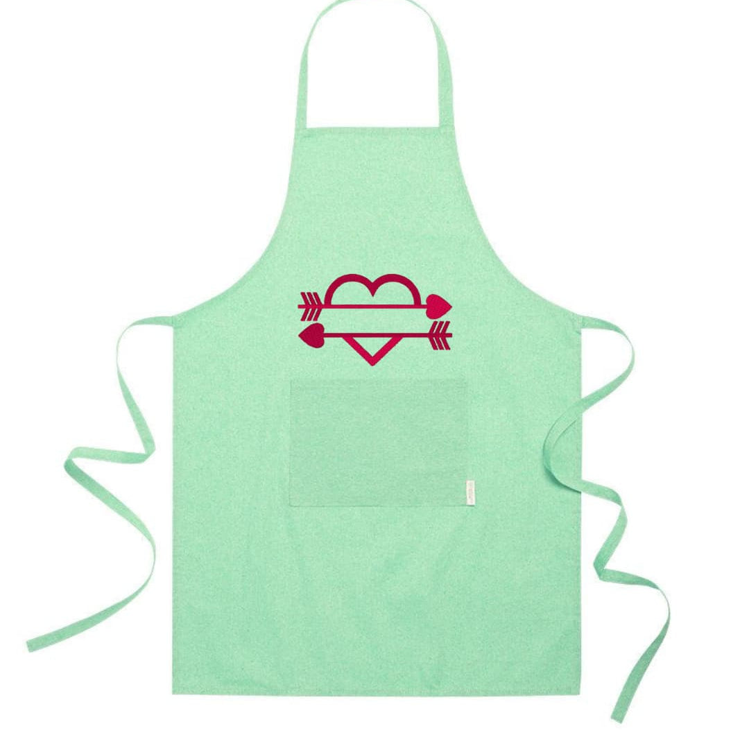 Ricamo Personalizzato - Grembiule in Cotone Riciclato – Sostenibile e Pratico – Cucina e Lavoro – Design Ricamato Cuore con Nome-Biiply