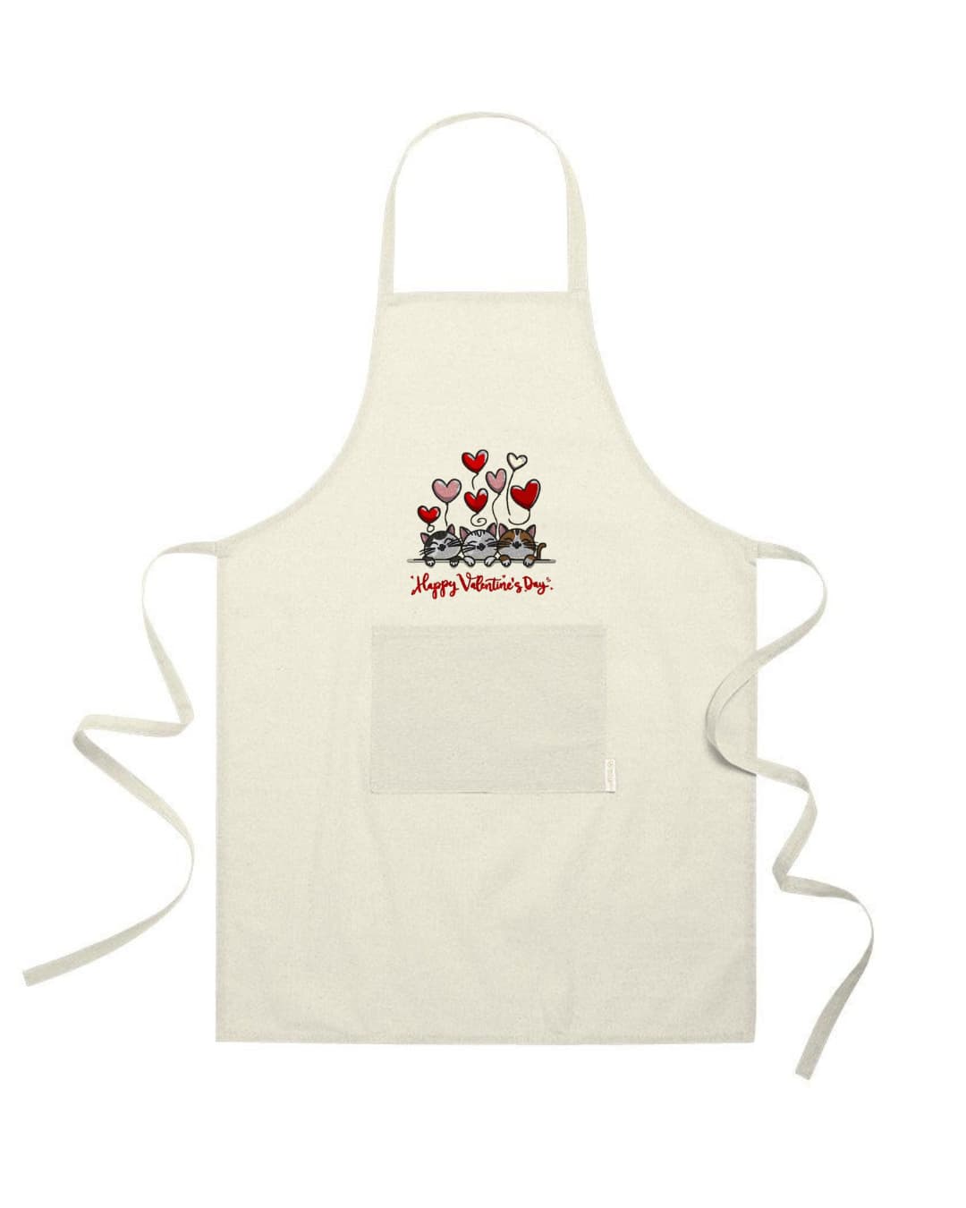 Ricamo Personalizzato - Grembiule in Cotone Riciclato – Sostenibile e Pratico – Cucina e Lavoro – Design Ricamato Gatti Happy Valentines Day-Biiply