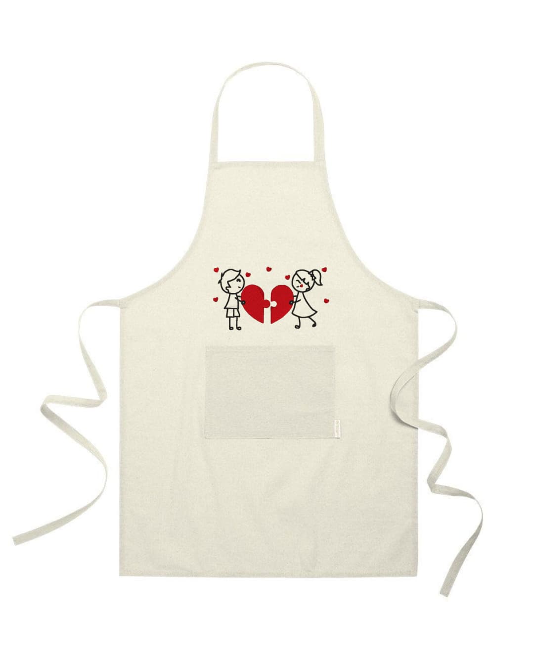 Ricamo Personalizzato - Grembiule in Cotone Riciclato – Sostenibile e Pratico – Cucina e Lavoro – Design Ricamato Innamorati con cuore-Biiply