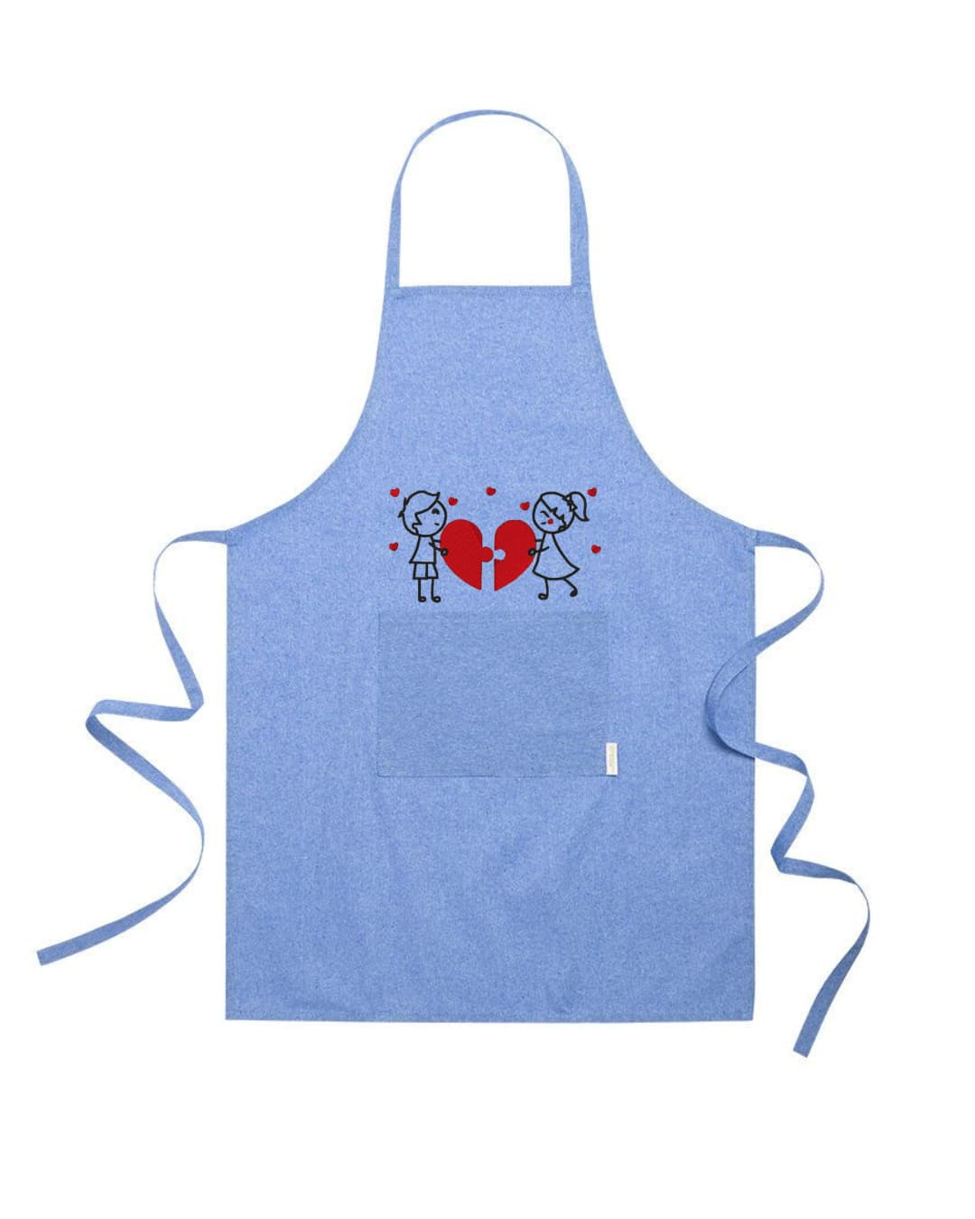 Ricamo Personalizzato - Grembiule in Cotone Riciclato – Sostenibile e Pratico – Cucina e Lavoro – Design Ricamato Innamorati con cuore-Biiply