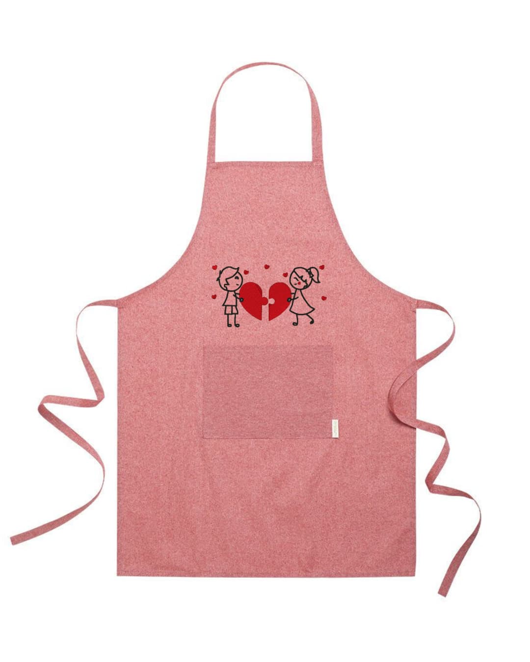 Ricamo Personalizzato - Grembiule in Cotone Riciclato – Sostenibile e Pratico – Cucina e Lavoro – Design Ricamato Innamorati con cuore-Biiply