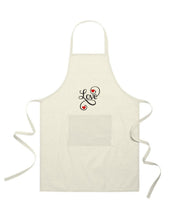 Ricamo Personalizzato - Grembiule in Cotone Riciclato – Sostenibile e Pratico – Cucina e Lavoro – Design Ricamato Scritta Love con Cuori-Biiply