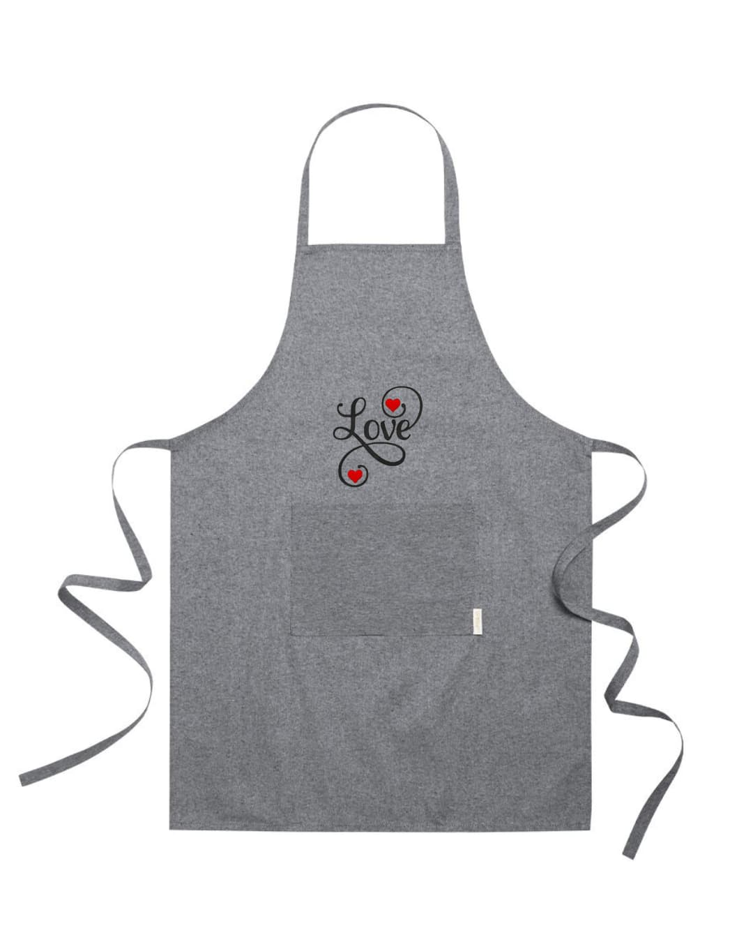 Ricamo Personalizzato - Grembiule in Cotone Riciclato – Sostenibile e Pratico – Cucina e Lavoro – Design Ricamato Scritta Love con Cuori-Biiply