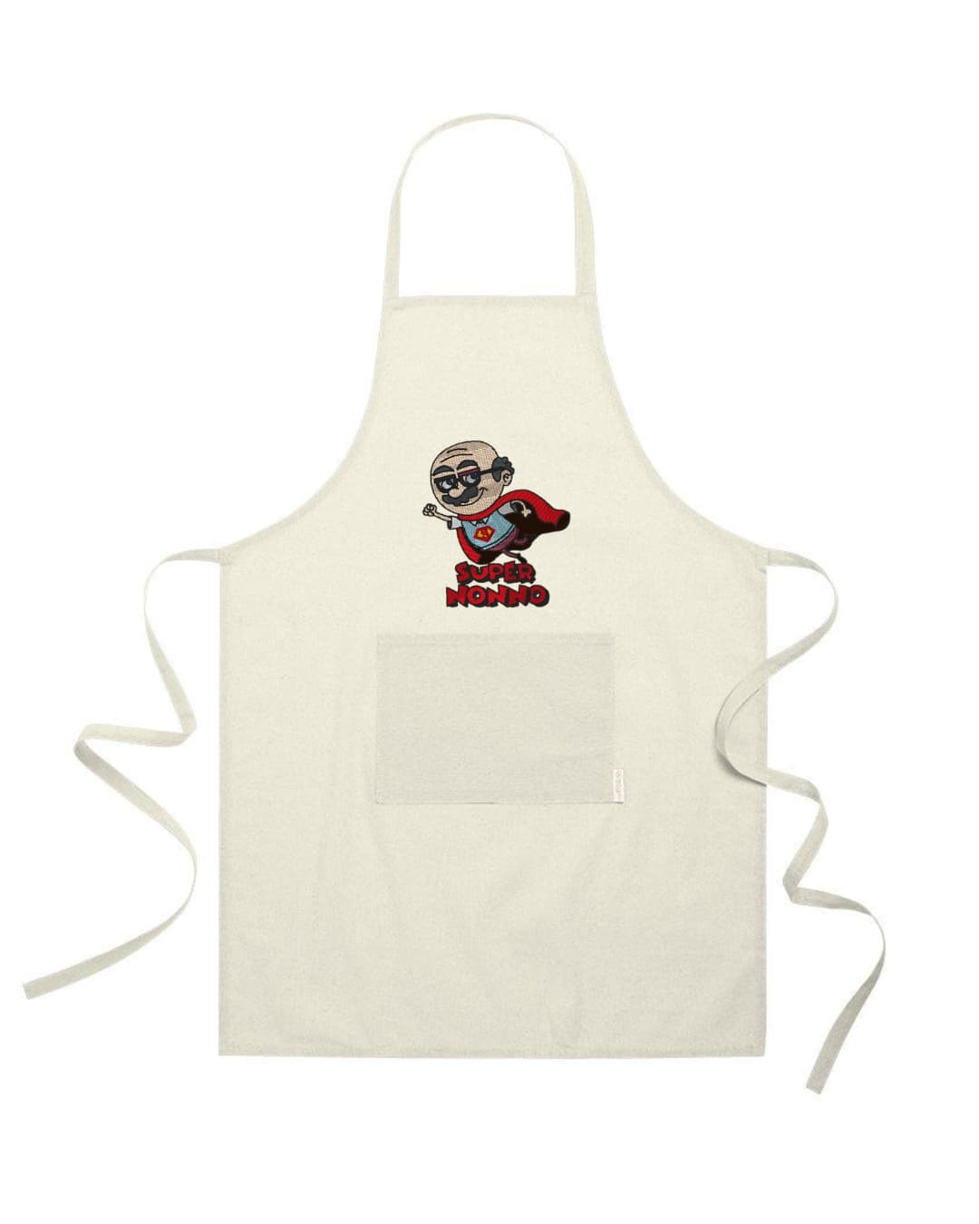 Ricamo Personalizzato - Grembiule in Cotone Riciclato – Sostenibile e Pratico – Cucina e Lavoro – Design Ricamato Super Nonno-Biiply