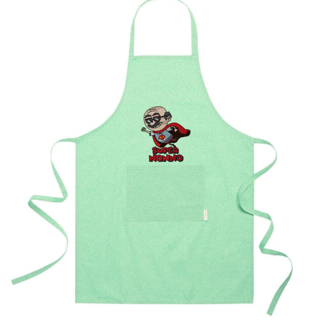 Ricamo Personalizzato - Grembiule in Cotone Riciclato – Sostenibile e Pratico – Cucina e Lavoro – Design Ricamato Super Nonno-Biiply