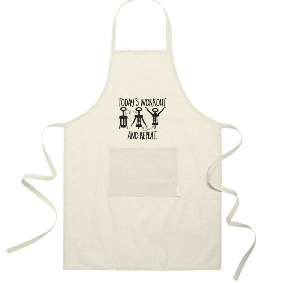 Ricamo Personalizzato - Grembiule in Cotone Riciclato – Sostenibile e Pratico – Cucina e Lavoro – Design Ricamato Today's workout and repeat-Biiply