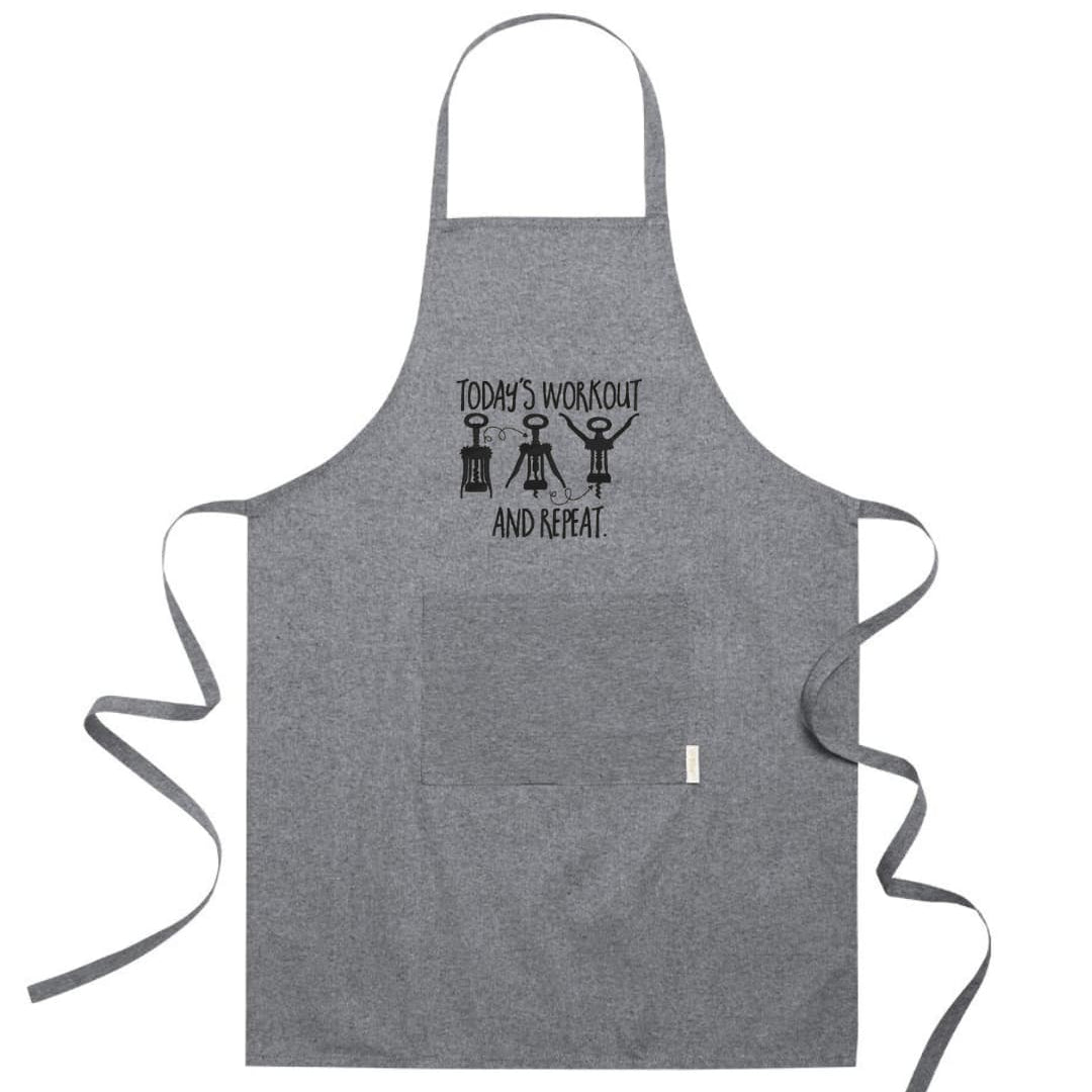 Ricamo Personalizzato - Grembiule in Cotone Riciclato – Sostenibile e Pratico – Cucina e Lavoro – Design Ricamato Today's workout and repeat-Biiply