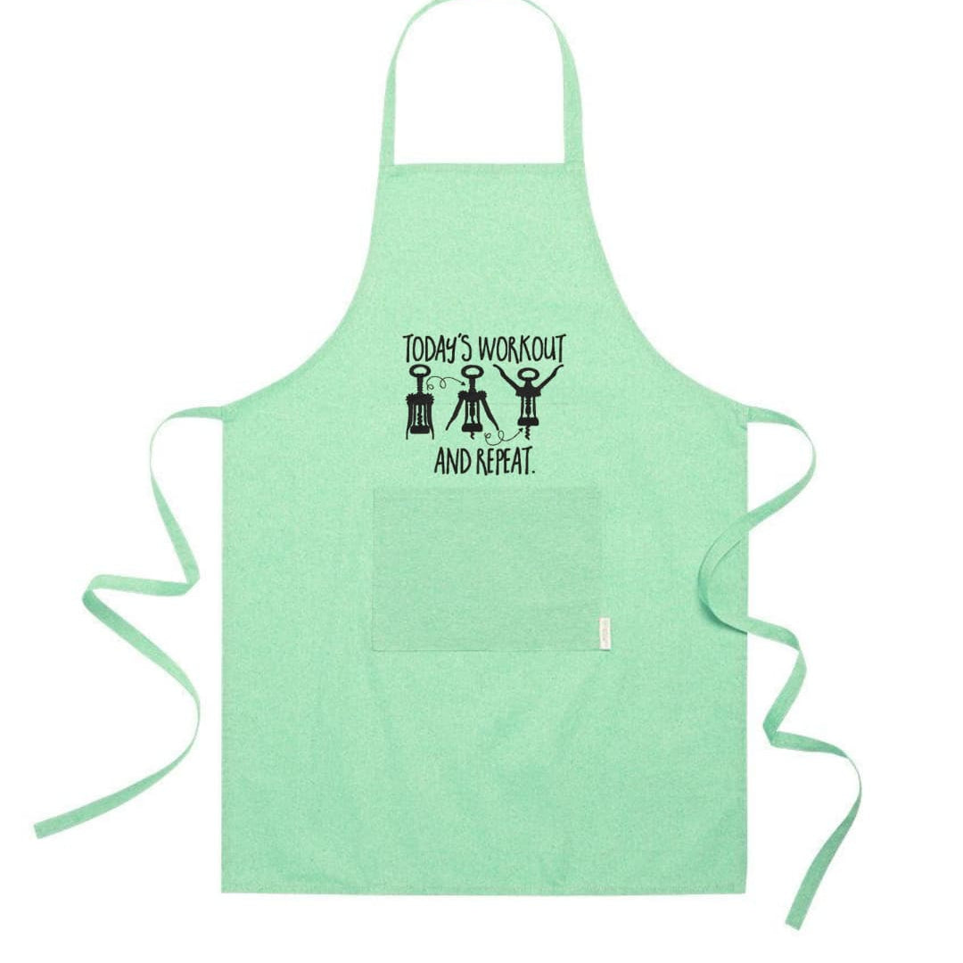 Ricamo Personalizzato - Grembiule in Cotone Riciclato – Sostenibile e Pratico – Cucina e Lavoro – Design Ricamato Today's workout and repeat-Biiply