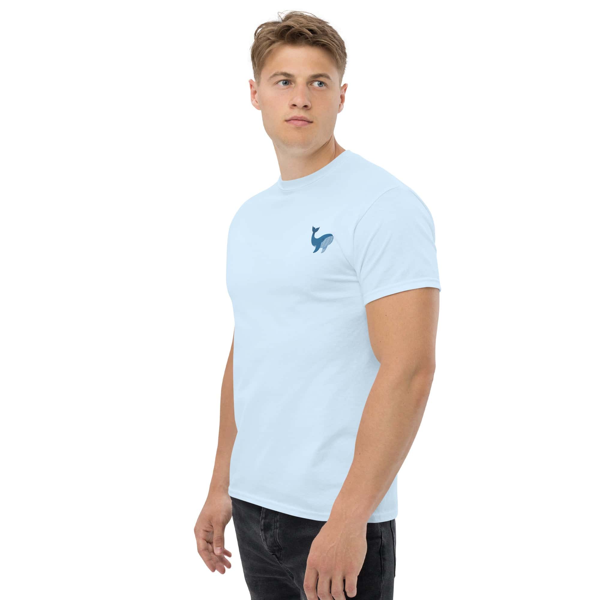 Ricamo Personalizzato - T-Shirt Unisex Ricamata 100% Cotone – Confortevole – Design Balena-Biiply