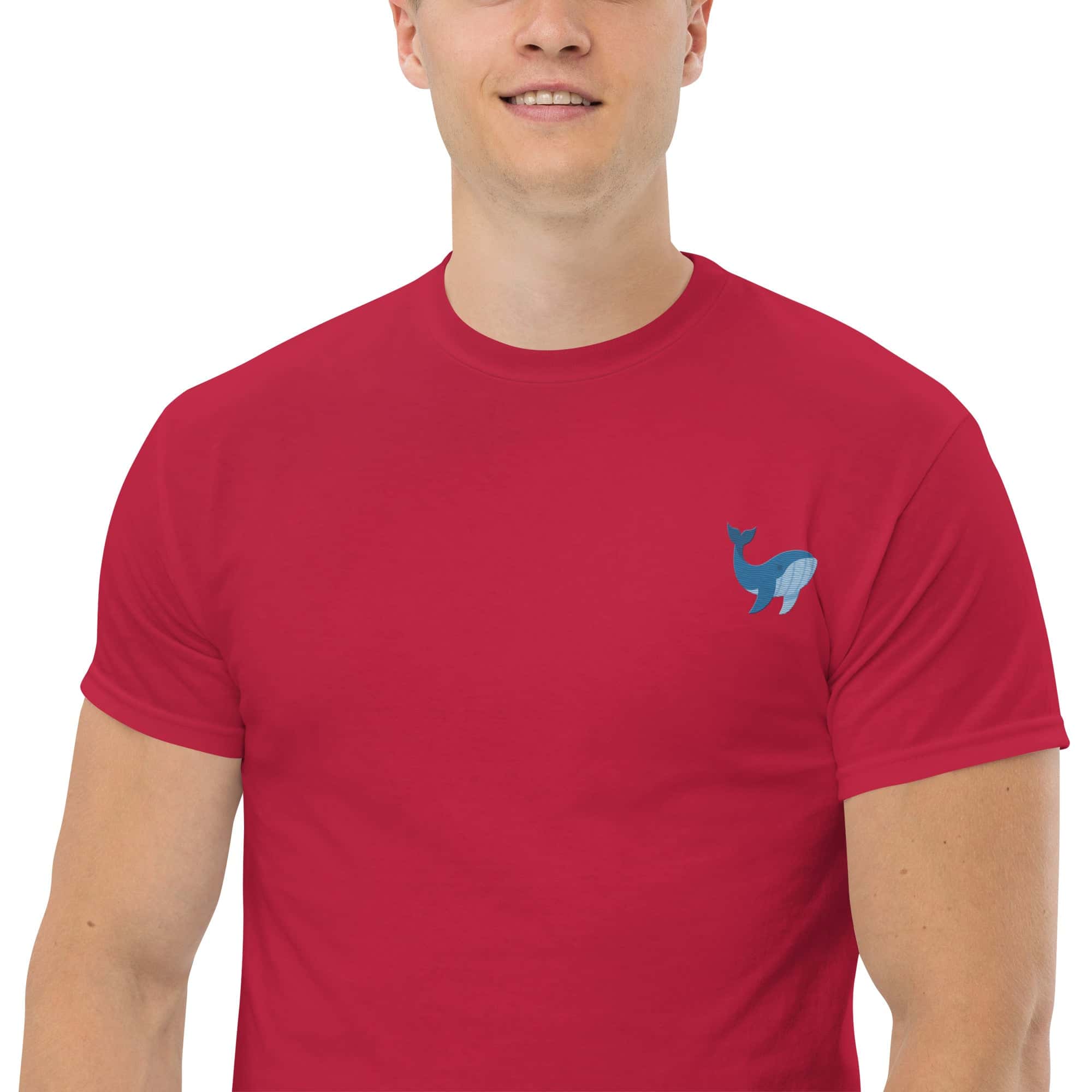 Ricamo Personalizzato - T-Shirt Unisex Ricamata 100% Cotone – Confortevole – Design Balena-Biiply