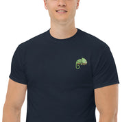 Ricamo Personalizzato - T-Shirt Unisex Ricamata 100% Cotone – Confortevole – Design Camaleonte-Biiply
