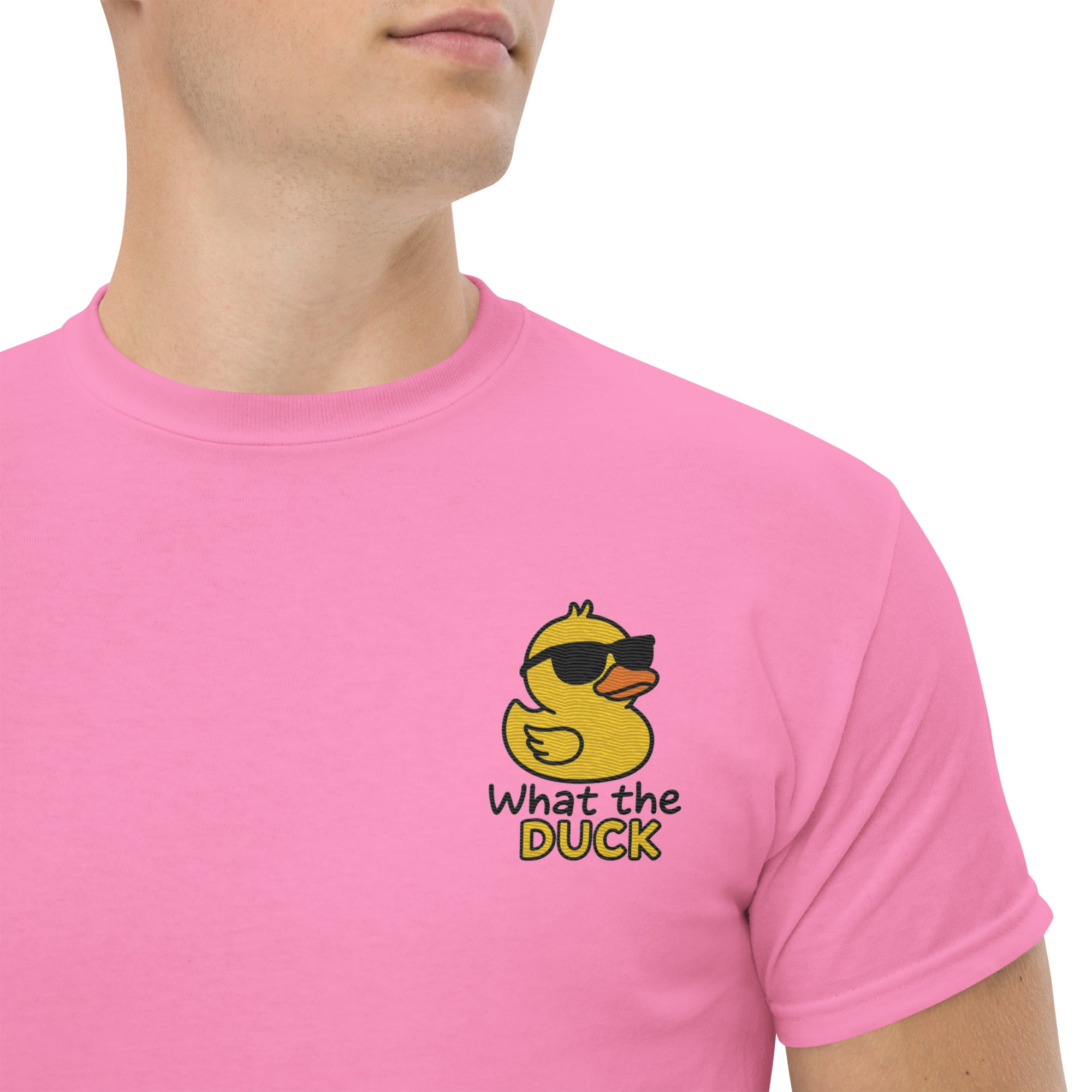 Ricamo Personalizzato - T-Shirt Unisex Ricamata 100% Cotone – Confortevole – Design Che Anatra-Biiply